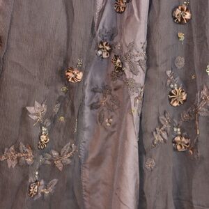 Coldwater Creek, 100%Silk Embellished Skirt Brown Multiple Sizes NWOT